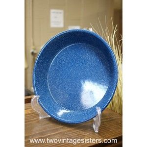 Camping Plate Blue White Speckled Enamelware